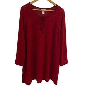 Avenue Stretch Plus Size Burgundy‎ Tunics 3/4 Sleeve Blouse Size 22/24